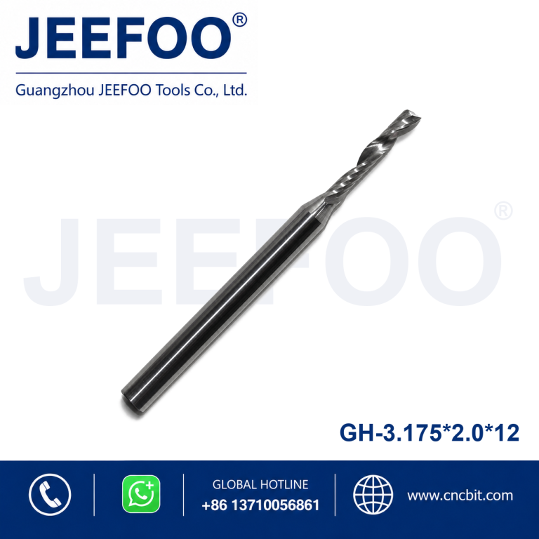 3.175x2.0x12 One Flute Spiral Bits for Acrylics, CNC Milling Cutters, PVC Mills,Acrylic Tools product image