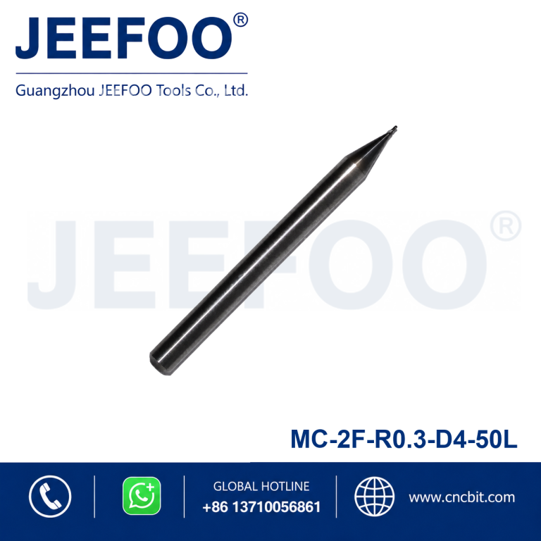 Цельная твердосплавная шаровая концевая фреза 2F×R0,3×4×50L | JEEFOO