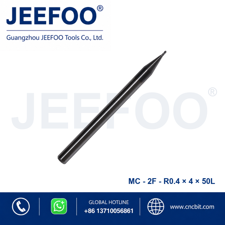 Цельная твердосплавная шаровая концевая фреза 2F×R0,4×4×50L | JEEFOO