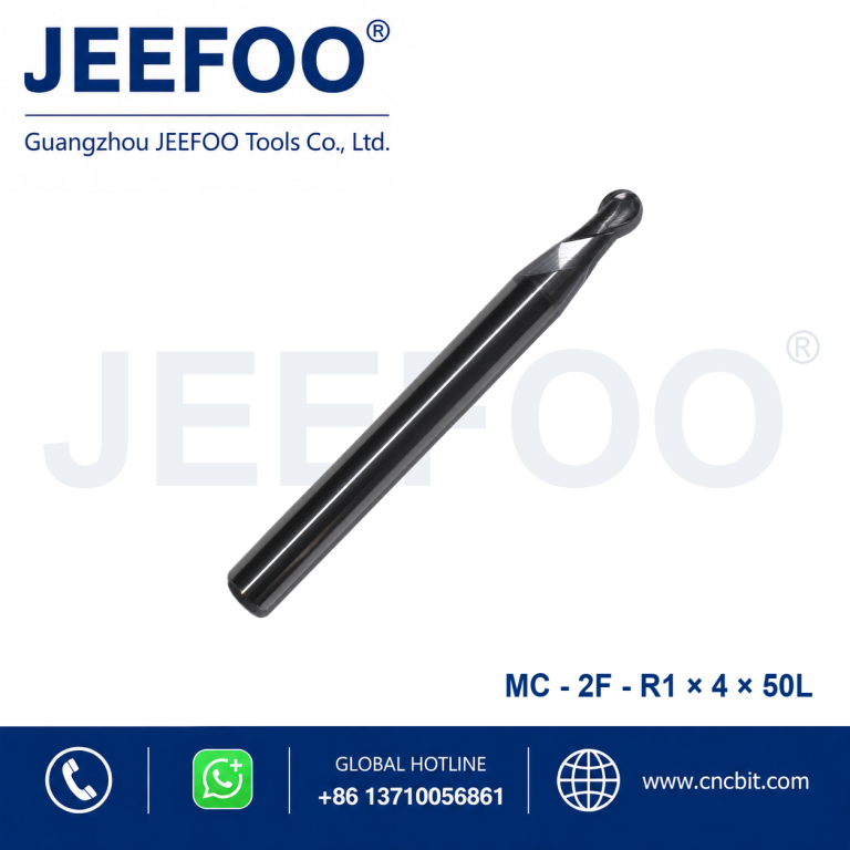Цельная твердосплавная шаровая концевая фреза 2F×R1×4×50L | JEEFOO