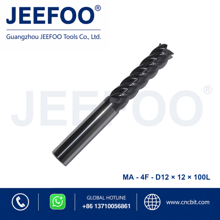 Цельная твердосплавная концевая фреза 4F×12×12×100L для обработки металла на станках с ЧПУ | JEEFOO