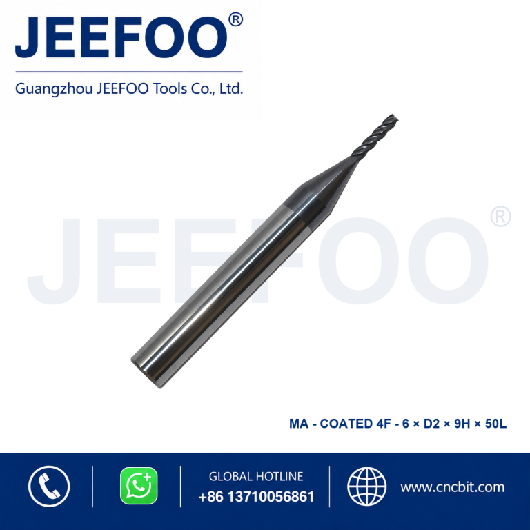 Цельная твердосплавная концевая фреза с покрытием Coated×6×2×9×50L для обработки металла на станках с ЧПУ | JEEFOO