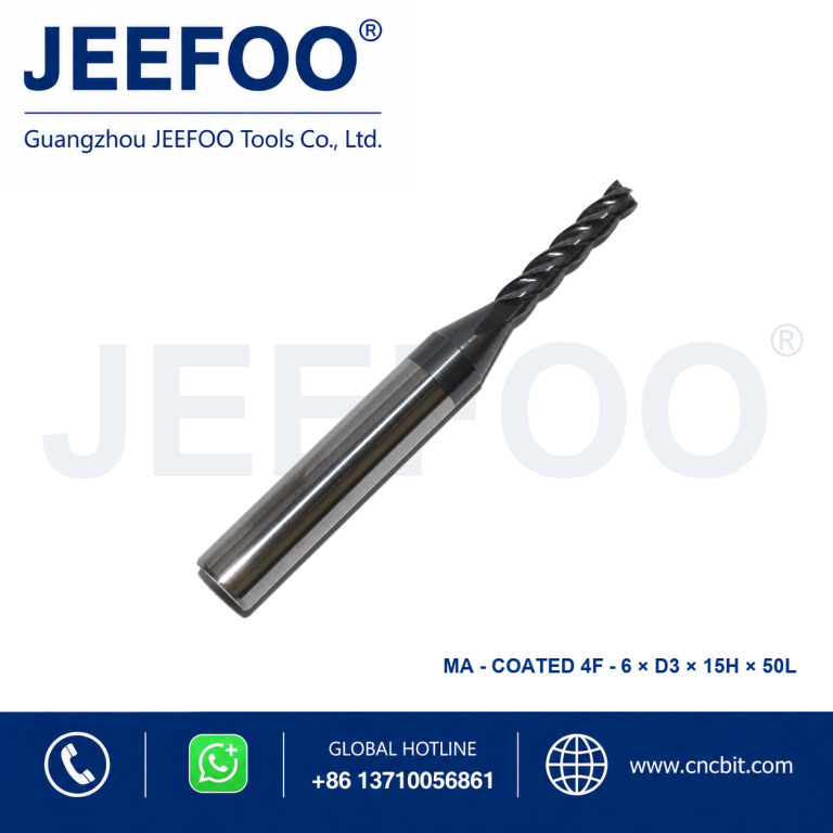 Цельная твердосплавная концевая фреза с покрытием Coated×6×3×15×50L для обработки металла на станках с ЧПУ | JEEFOO