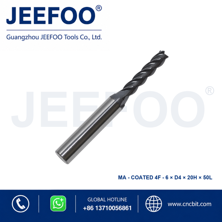 Цельная твердосплавная концевая фреза с покрытием Coated×6×4×20×50 для обработки металла на станках с ЧПУ | JEEFOO