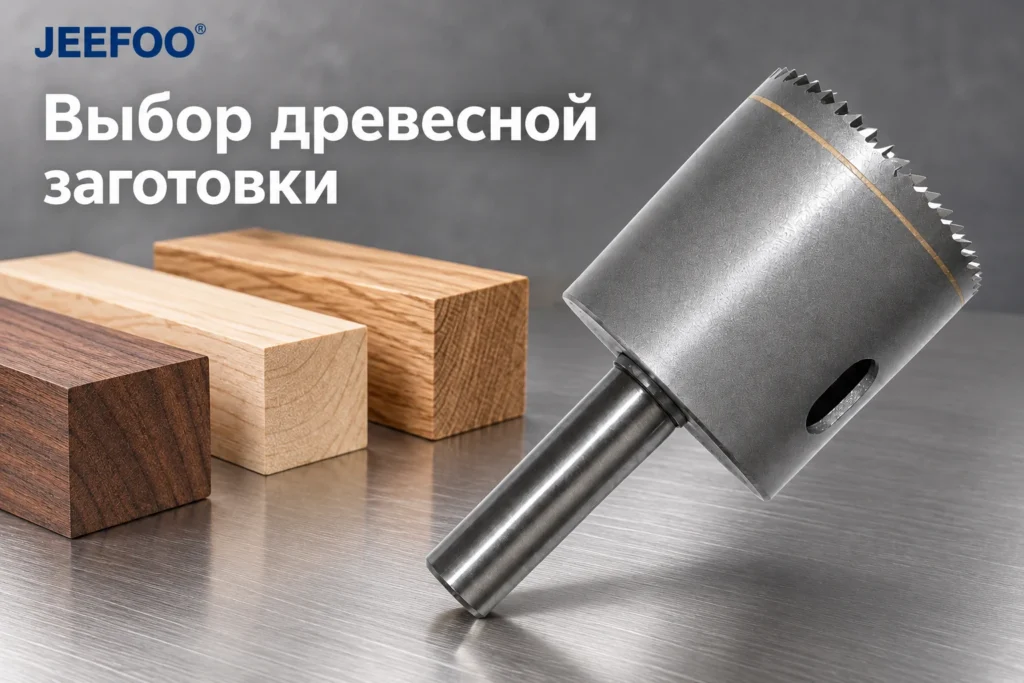 Заготовки для деревянных бусин: бруски с разным рисунком древесины и мелкозубый инструмент JEEFOO