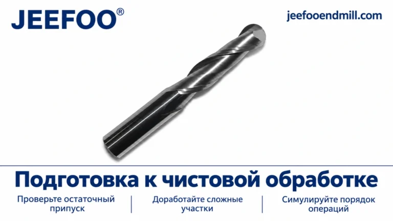Черновая обработка перед сферической фрезой и контроль припуска